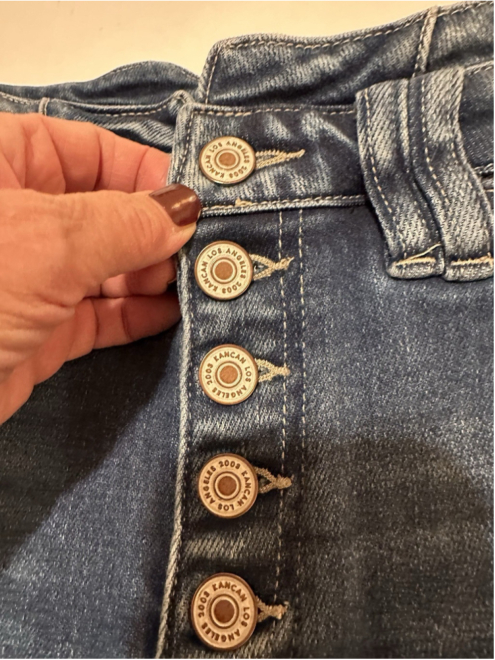 Maurices KanCan Flare Jeans Raw Hem Womens 27 Blue High Rise Denim Hippie Retro - Picture 15 of 16